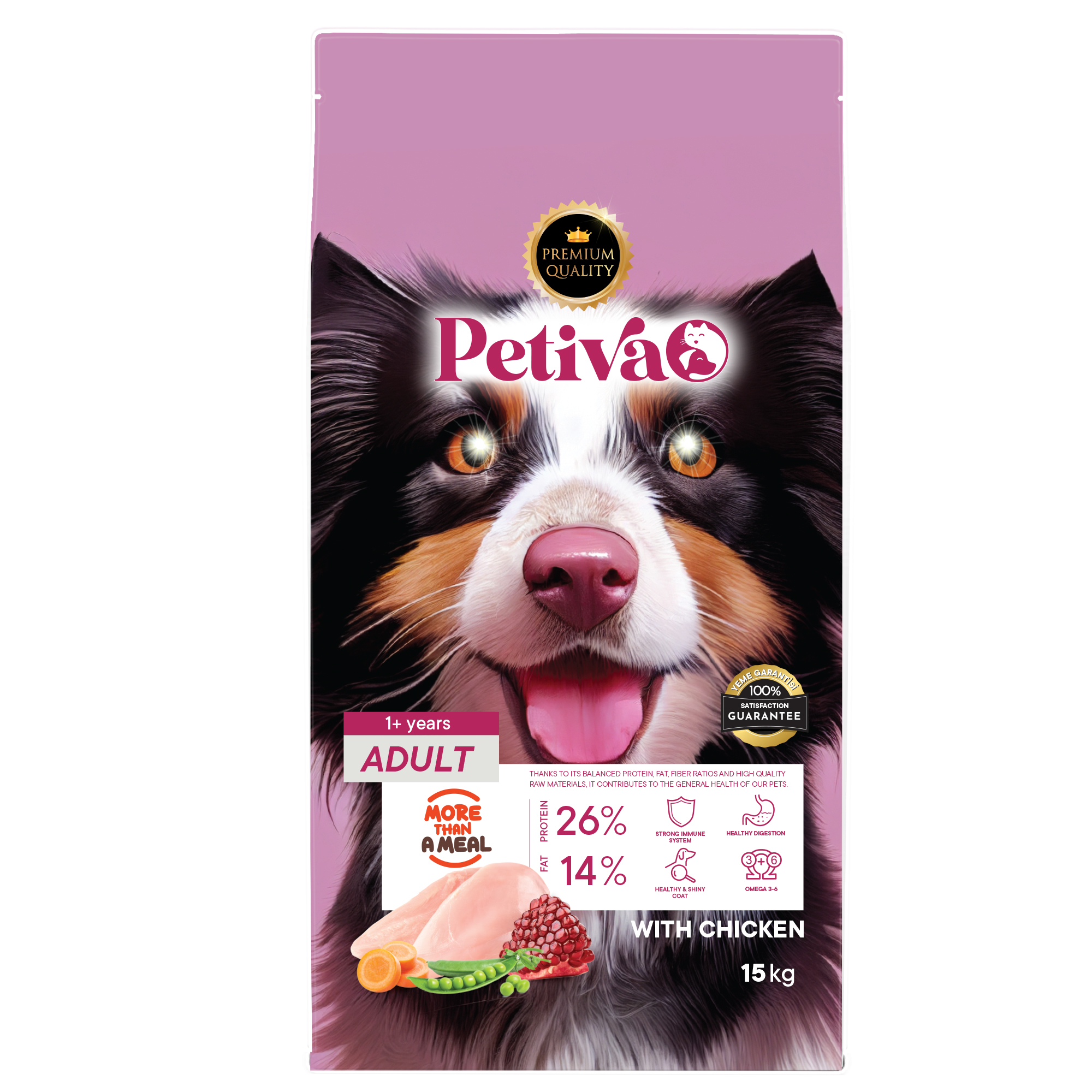 Petiva Yetişkin Köpekler İçin Tavuk Etli Kuru Köpek Maması (15 Kg, Tavuk) - Ana Görsel