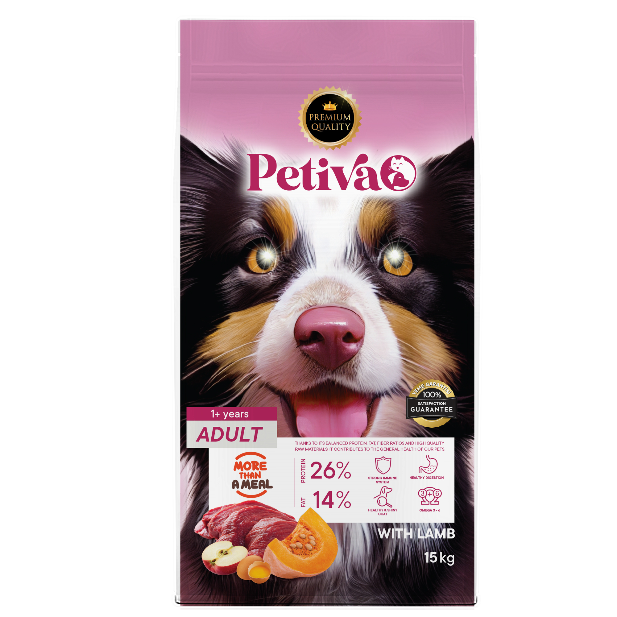 Petiva Yetişkin Köpekler İçin Kuzu Etli Kuru Köpek Maması (15 Kg, Kuzu) - Ana Görsel