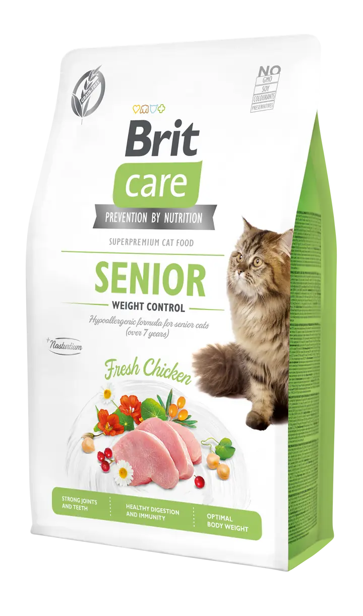Brit Care Senior Hipoalerjenik Kilo Kontrolü için Tahılsız Tavuklu Yaşlı Kedi Maması 2 KG - Ana Görsel