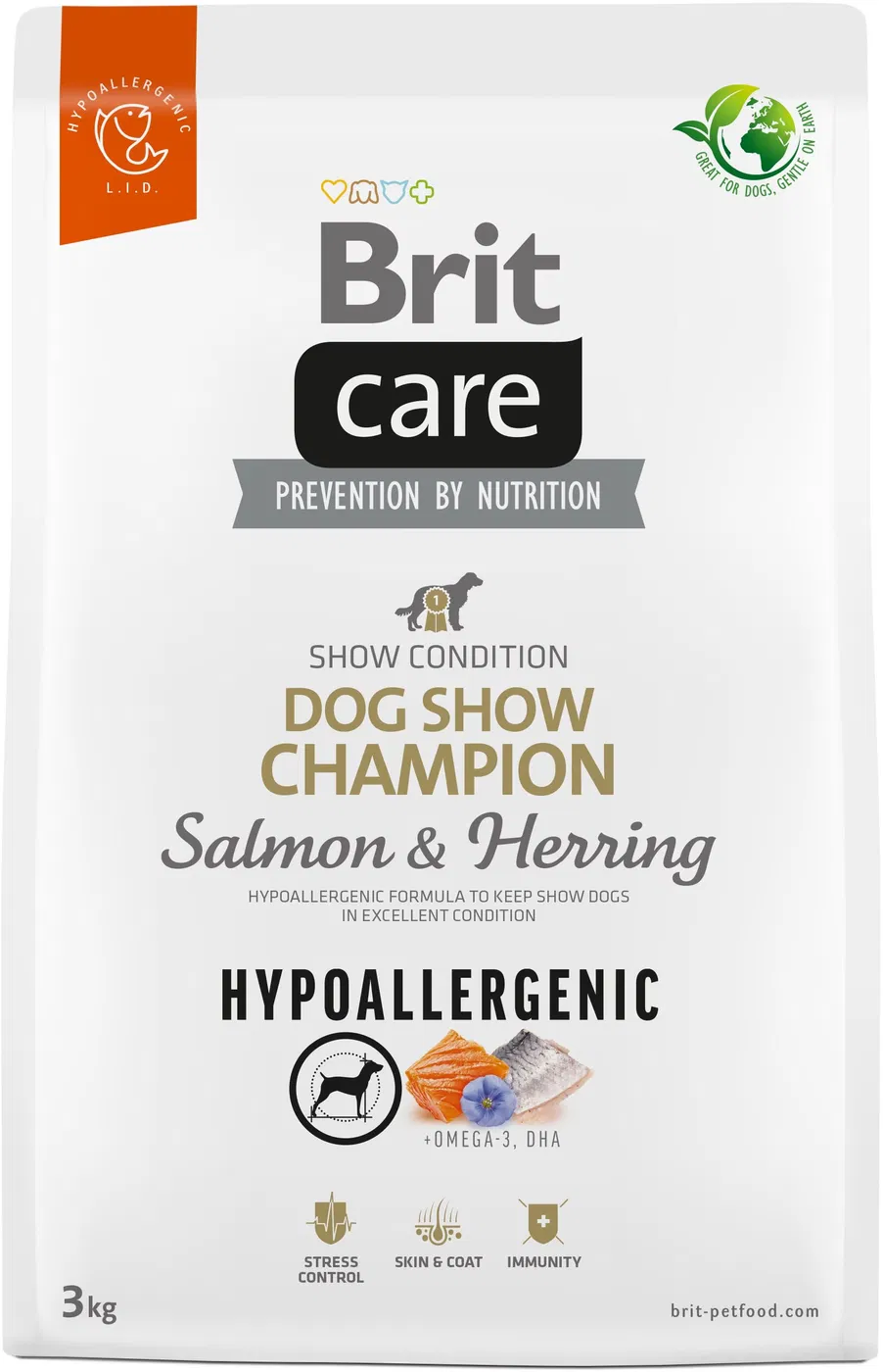 Brit Care Hipoalerjenik Dog Show Champion Somonlu Ringa Balıklı Yetişkin Köpek Maması 3 KG - Ana Görsel