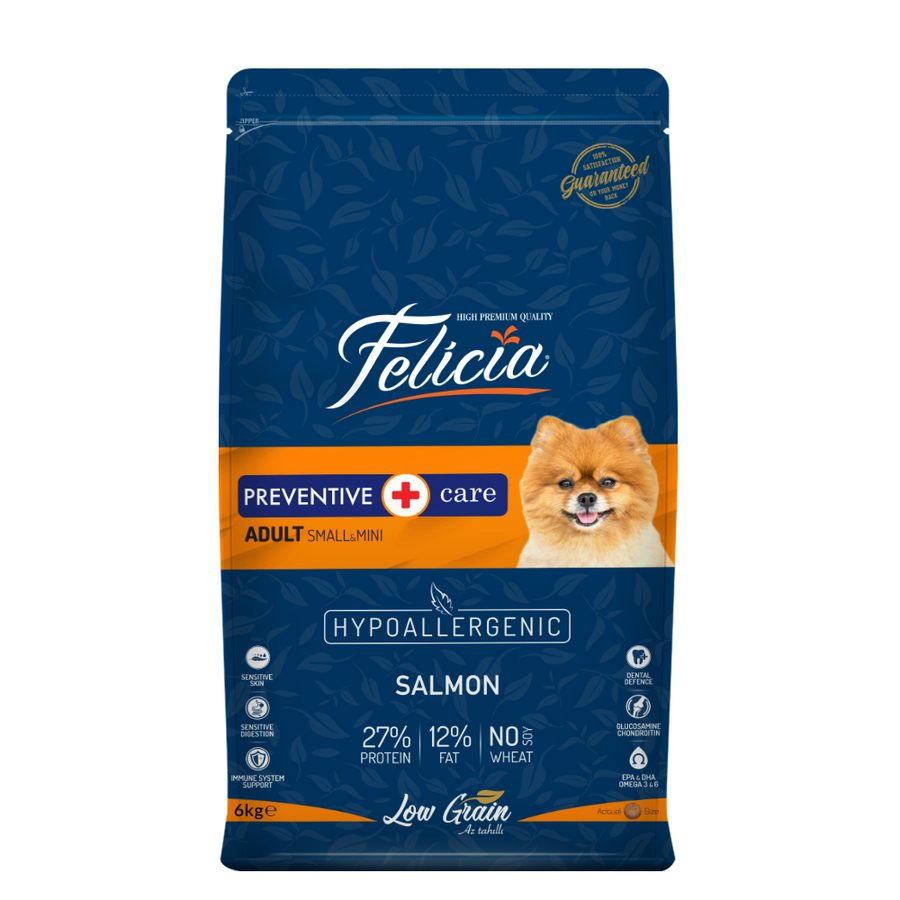 Felicia Preventive Care Az Tahıllı Somonlu Küçük ve Mini Irk Yetişkin Köpek Maması 6 KG (2x3 KG)  - Ana Görsel