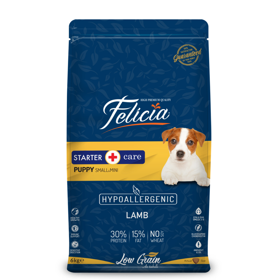 Felicia Starter Care Az Tahıllı Kuzu Etli Küçük ve Mini Irk Yavru Köpek Maması 2x3KG - Ana Görsel