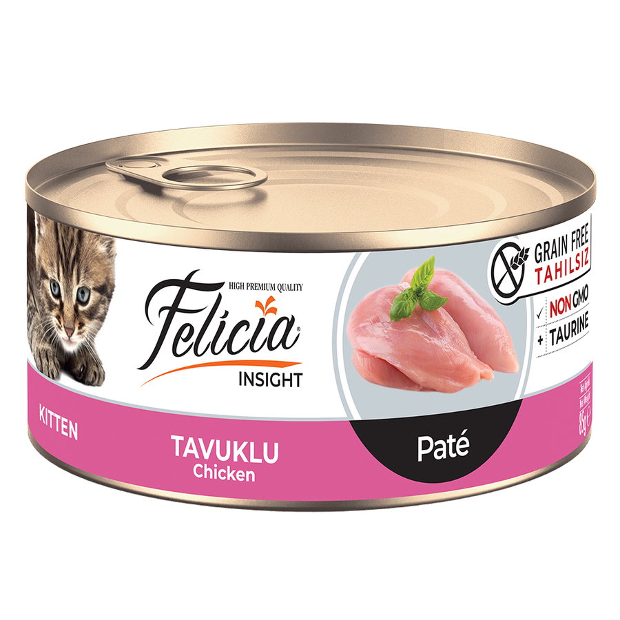 Felicia Insight Tahılsız Kıyılmış Tavuklu Yavru Kedi Konservesi 24x85 G
