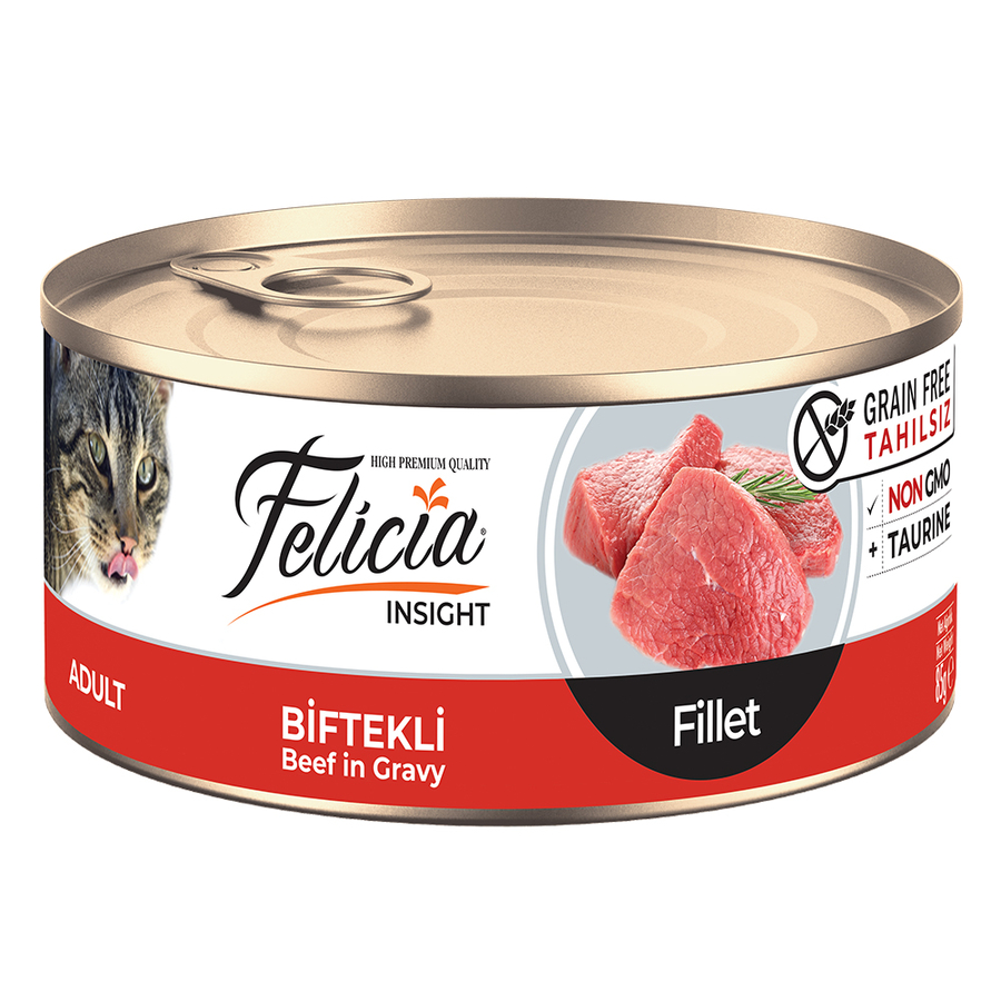 Felicia Insight Tahılsız Biftek Filetolu Yetişkin Kedi Konservesi 24x85 G - Ana Görsel