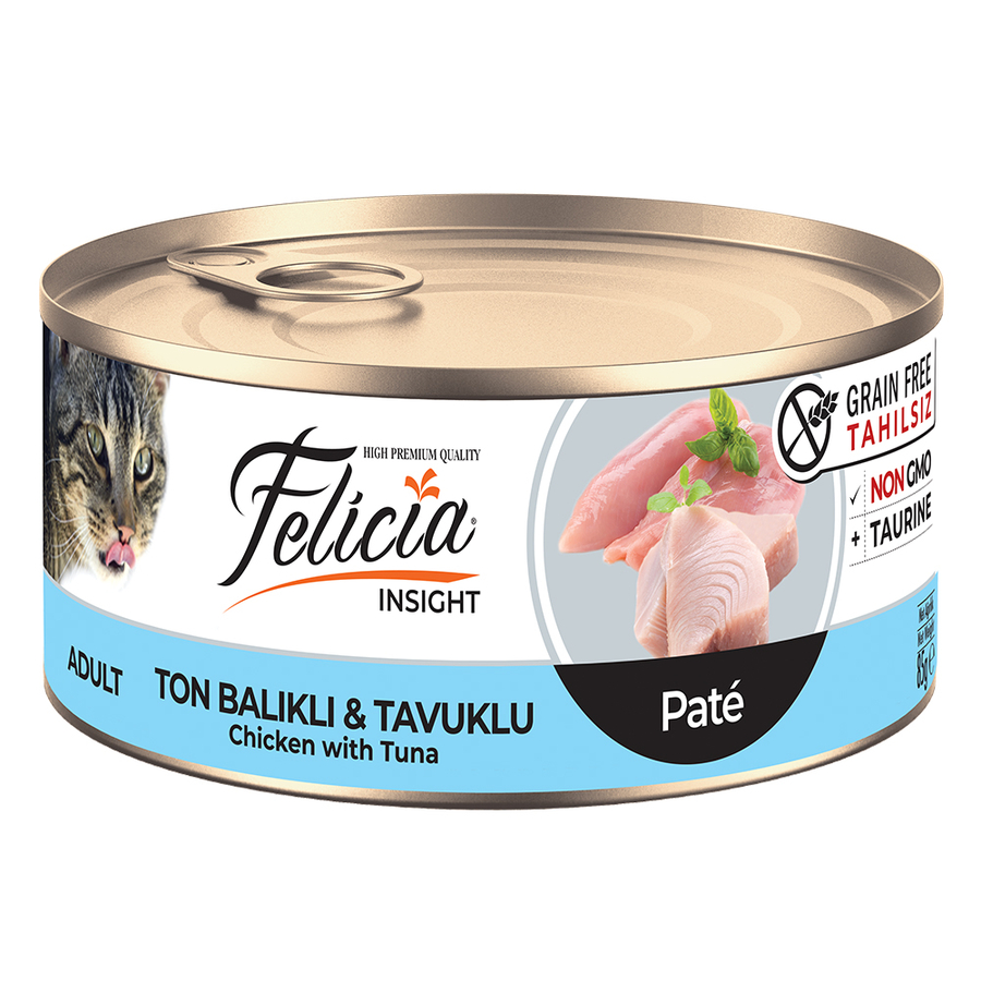 Felicia Insight Tahılsız Kıyılmış Ton Balıklı ve Tavuklu Yetişkin Kedi Konservesi 24x85 G - Ana Görsel