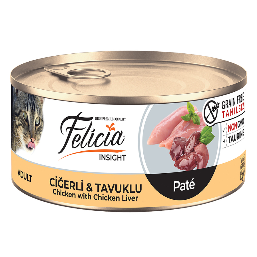 Felicia Insight Tahılsız Kıyılmış Ciğerli ve Tavuklu Yetişkin Kedi Konservesi 24x85 G - Ana Görsel