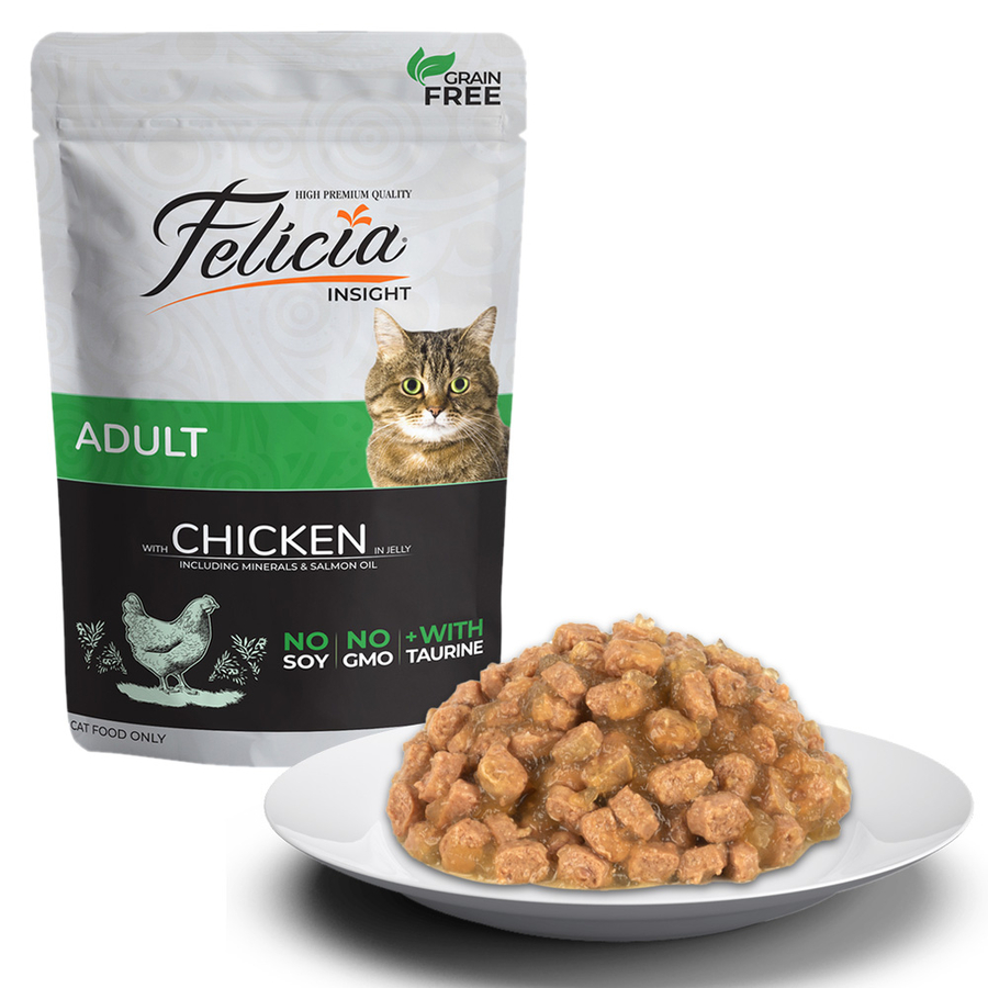 Felicia Insight Tahılsız Tavuklu ve Taurinli Pouch Yaş Yetişkin Kedi Maması 12x85 G