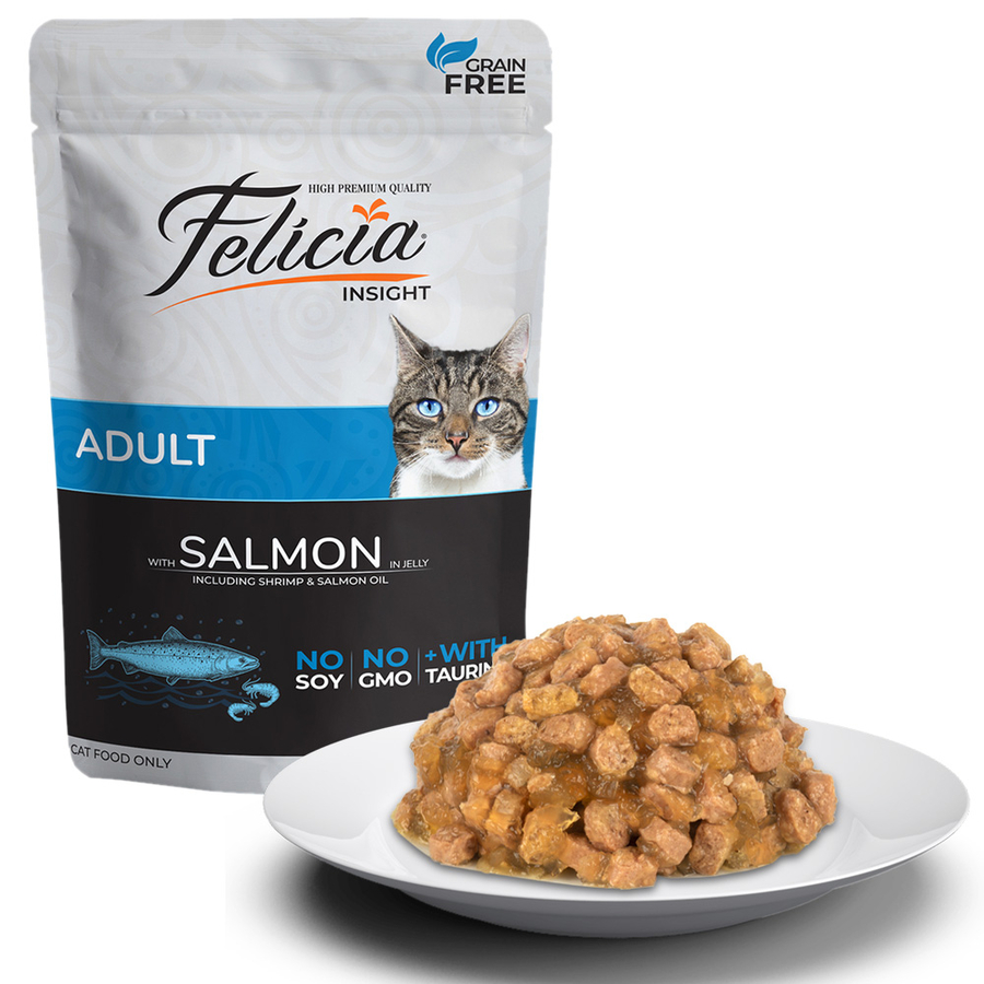 Felicia Insight Tahılsız Somonlu ve Taurinli Pouch Yaş Yetişkin Kedi Maması 12x85 G