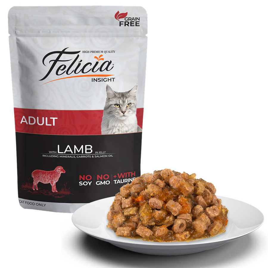 Felicia Insight Tahılsız Kuzu Etli Pouch Yaş Yetişkin Kedi Maması 12x85 G - Ana Görsel